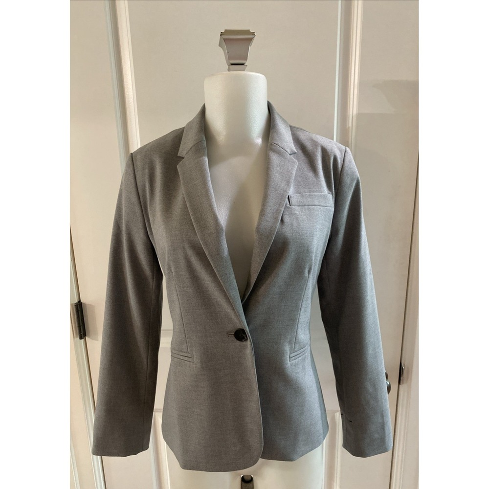 Banana Republic Single-Button Blazer Jacket Gray Womens Size 4P New with Tags